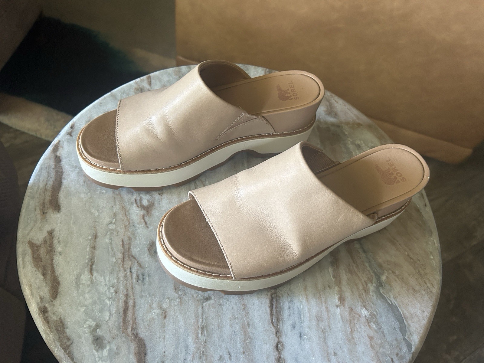 Sorel Joanie IV Slide Wedge Slide Platform Honest Beige/ Gum 2 Women’s 9.5