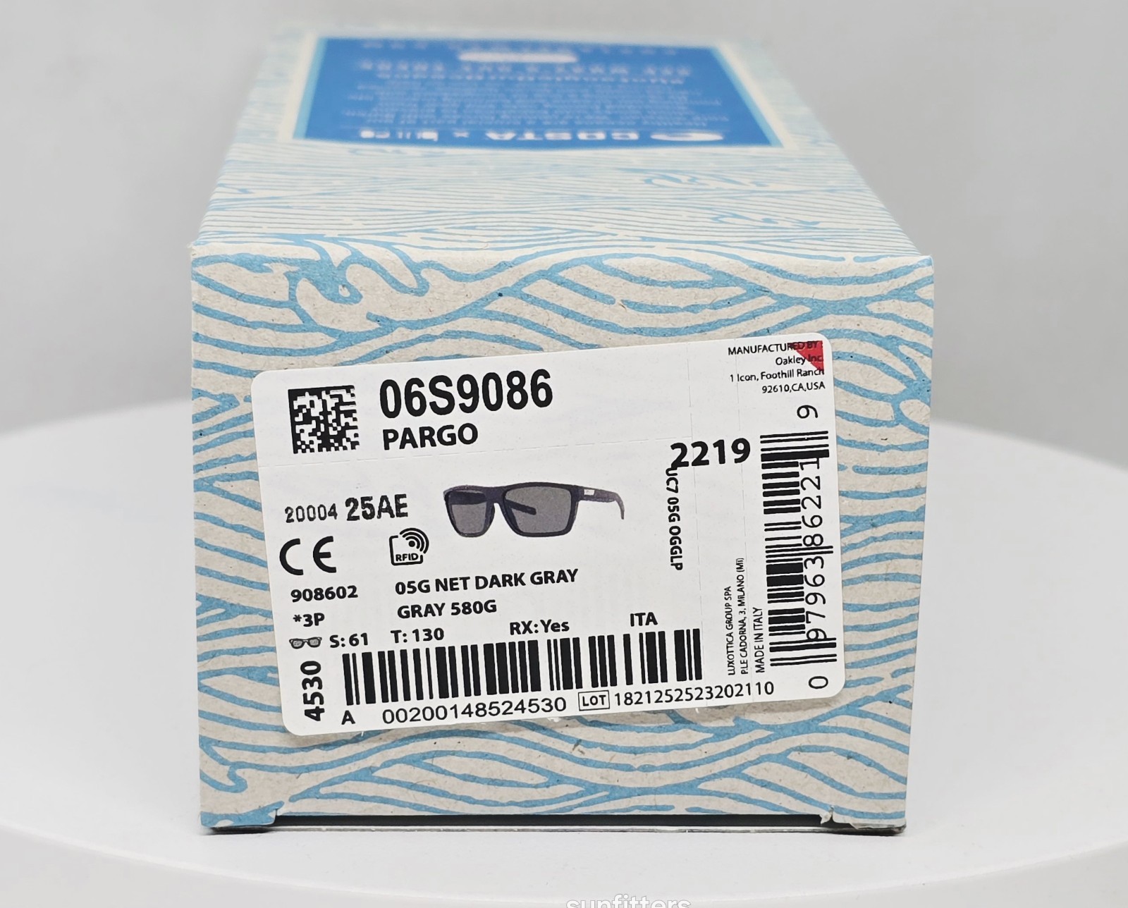 COSTA DEL MAR dark gray/gray PARGO polarized 580G sunglasses NEW IN BOX!