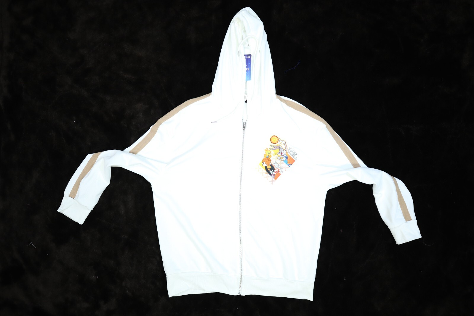 Shein x Space Jam Tune Squad Licensed Full Zip Hoodie Sweatshirt White Mens M