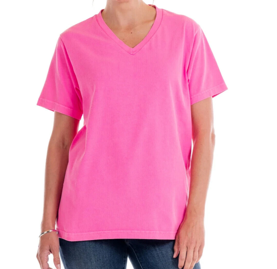 Fresh Produce medium cosmos pink $42 v neck jersey cotton ss tee top nwt new m