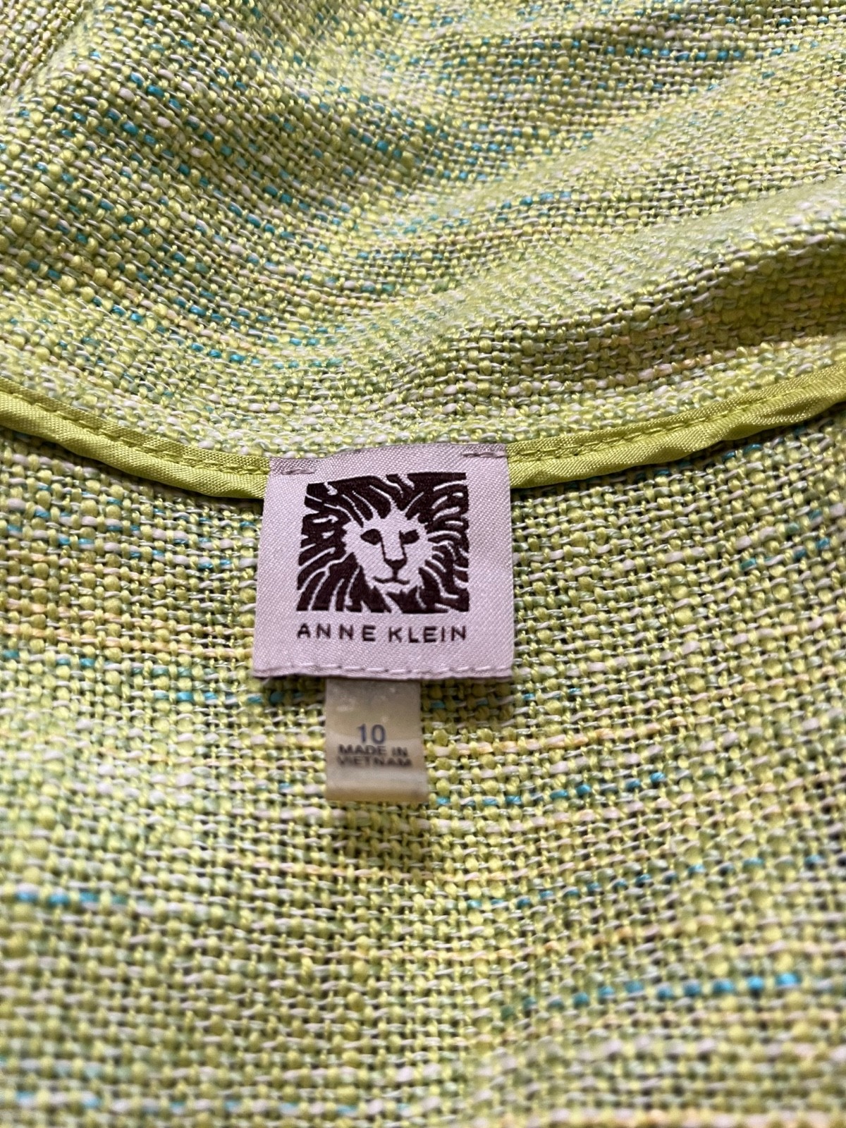 ANNE KLINE Lime Green Textured Soft Jacket with Fringe – Size 10 (runs small)