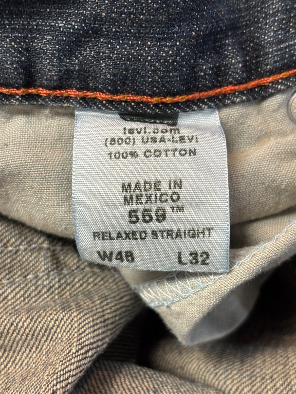 Levi’s 559 Straight Leg Jeans Men’s Denim Blue Relaxed Fit 5-Pocket W46 L32