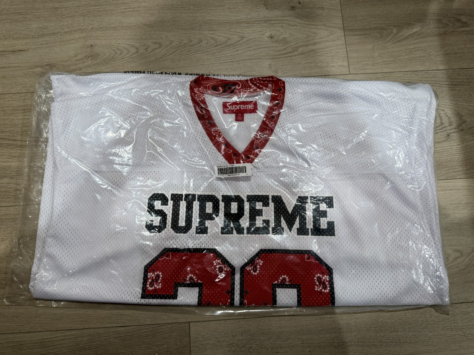 Supreme SS25 Bandana Graphic Logo Football Jersey White Size S, M, L, XL NEW