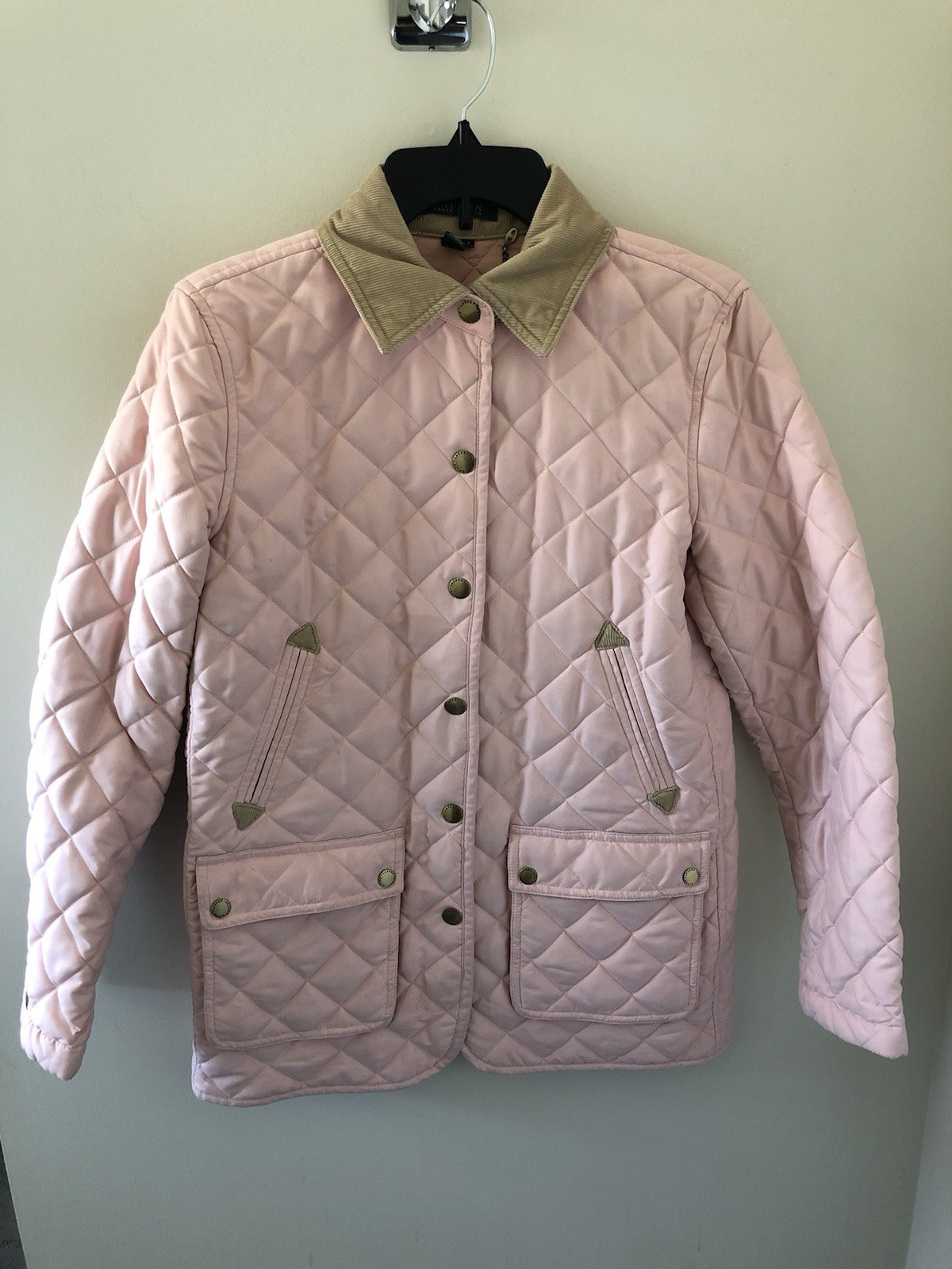 Lauren Ralph Lauren Diamond Quilted Corduroy Collar Jacket Size Womens Small