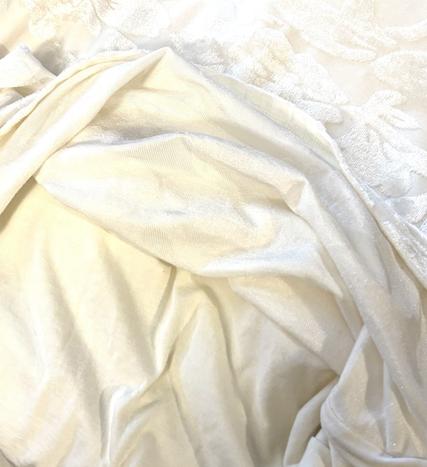 SUNDANCE VELVET BURN OUT TOP M DELICATE SENSES IVORY FLORAL ROMANTIC COQUETTE