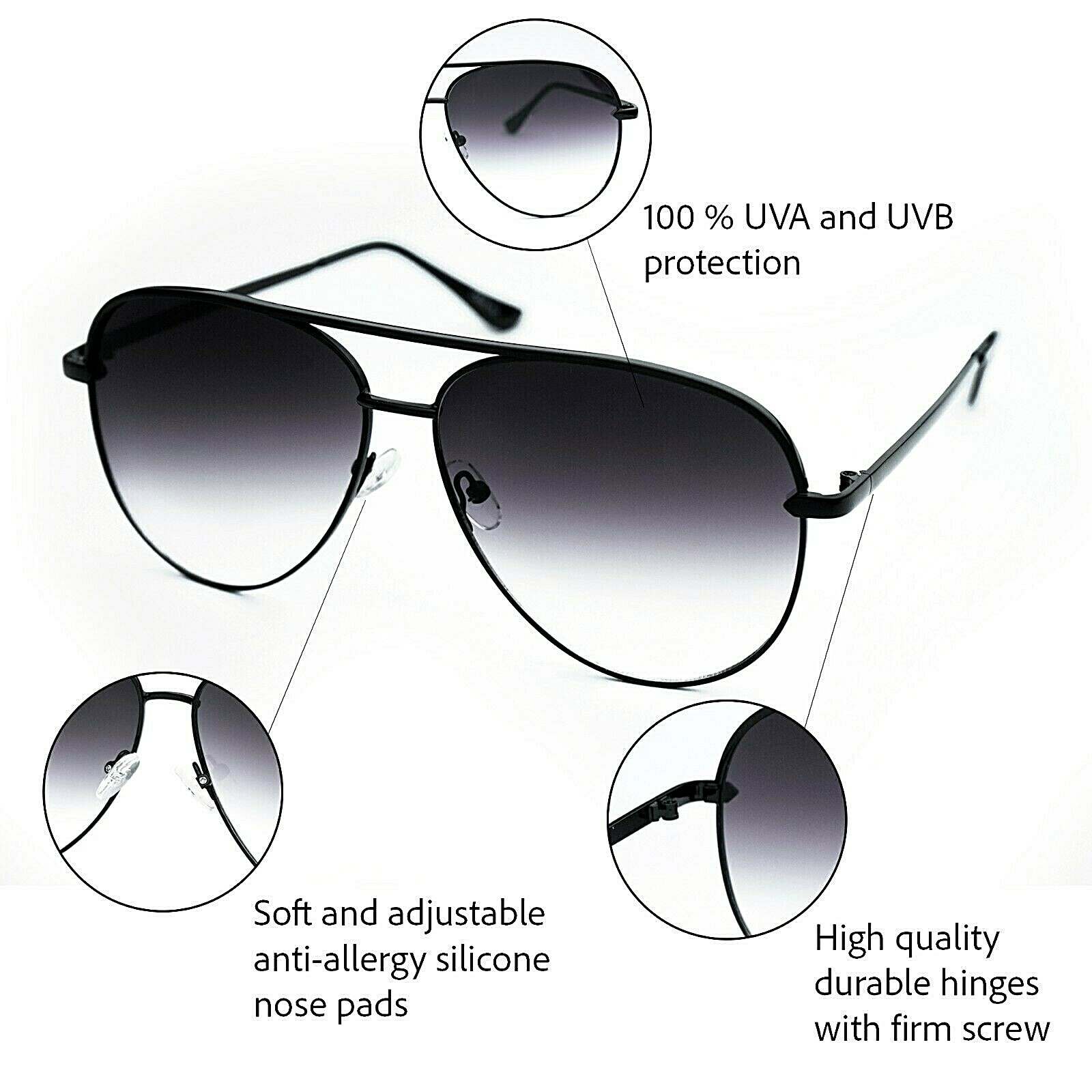 Big Aviator “KEY” OVERSIZED FLAT LENS Women Sunglasses Shades SHADZ GRADIENT