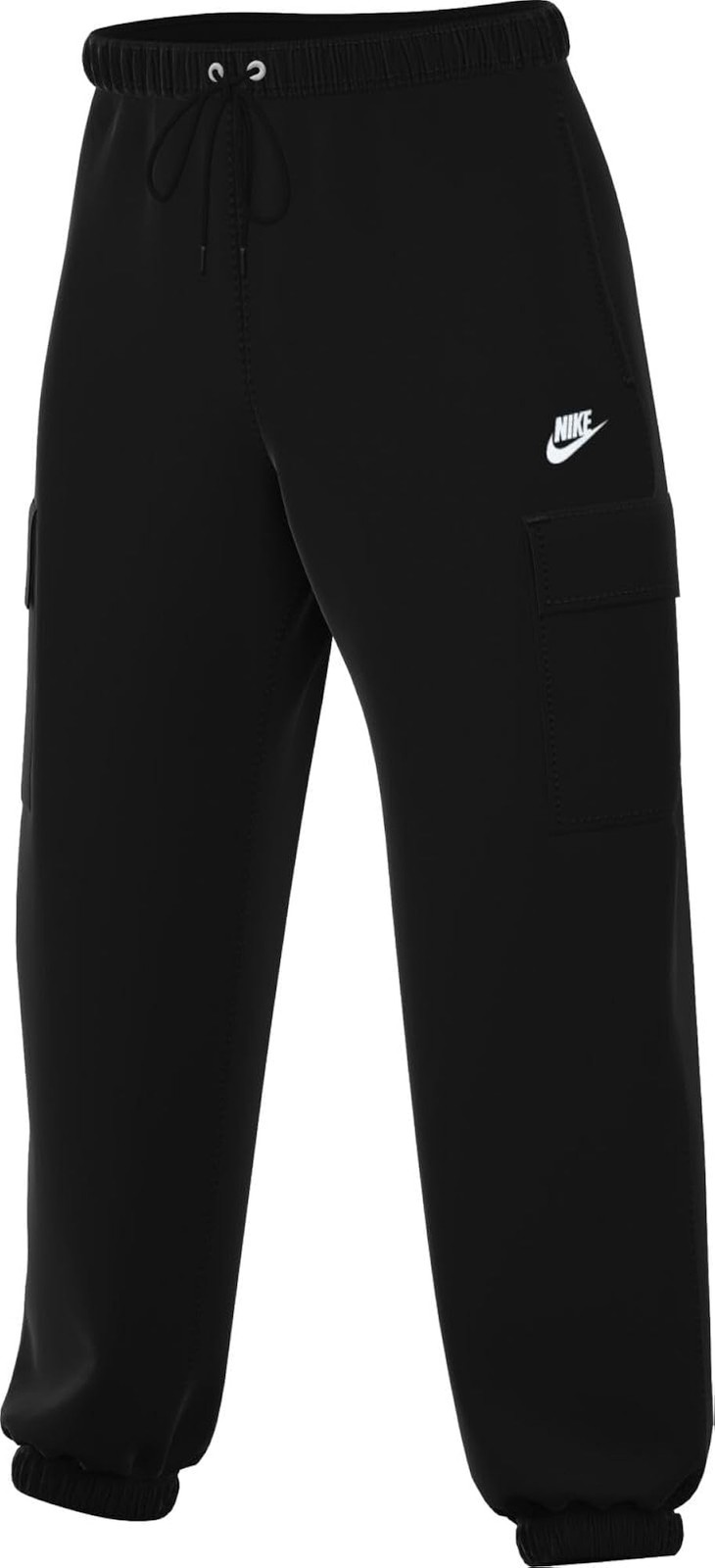 Nike Men’s Club Fleece Cargo Pants, Black/Black/White – Black/Black/White – Larg