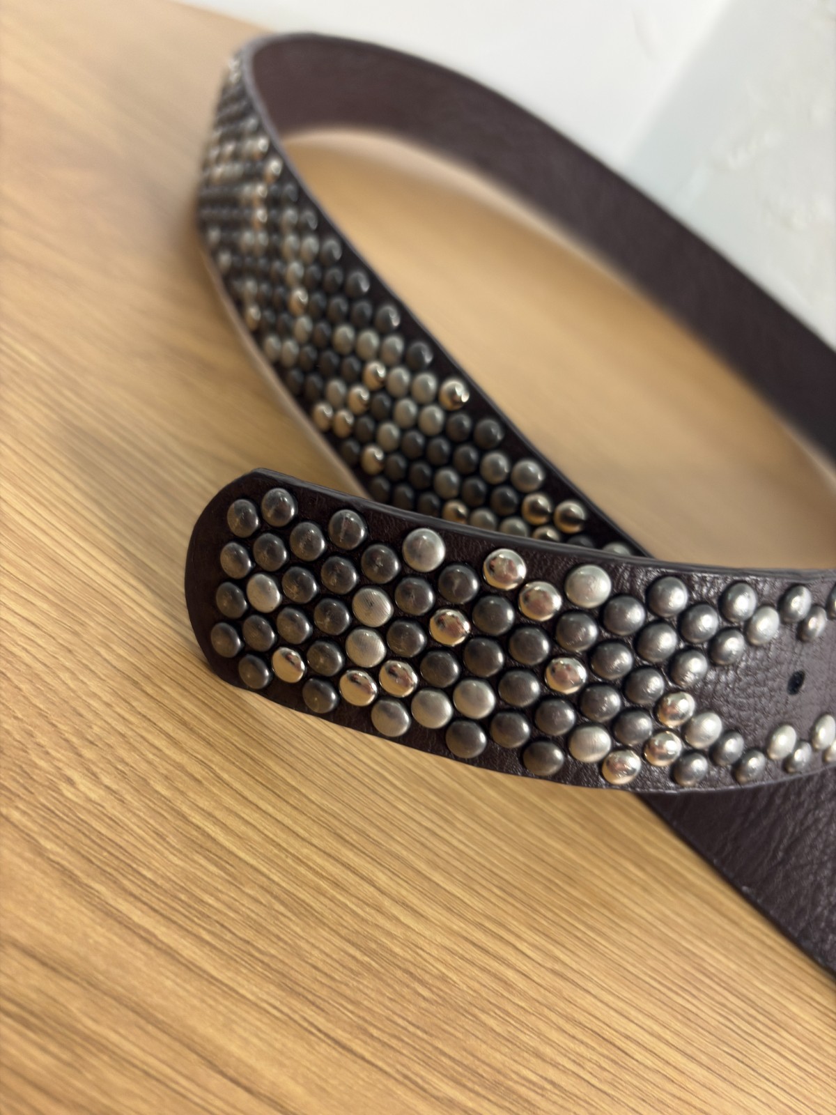 Studded 90’s Y2K Belt Womens Large Mixed Metals Black Biker Rocker Punk Metal 14