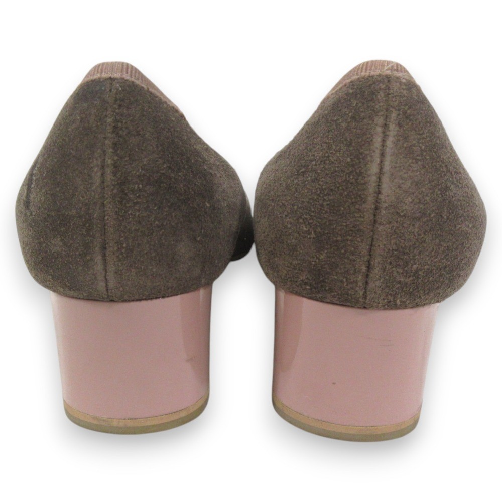 Salvatore Ferragamo logo pumps 5.5 Approx.9.1″” brown pink beige Women USED
