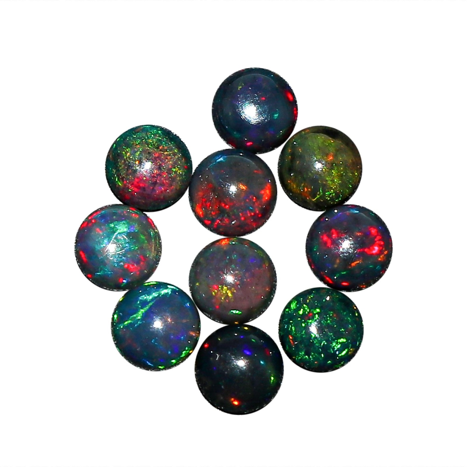 10 Pcs,5×5 MM, Natural Black Opal, Round Shape, Ethiopian Opal Gemstone Whole…