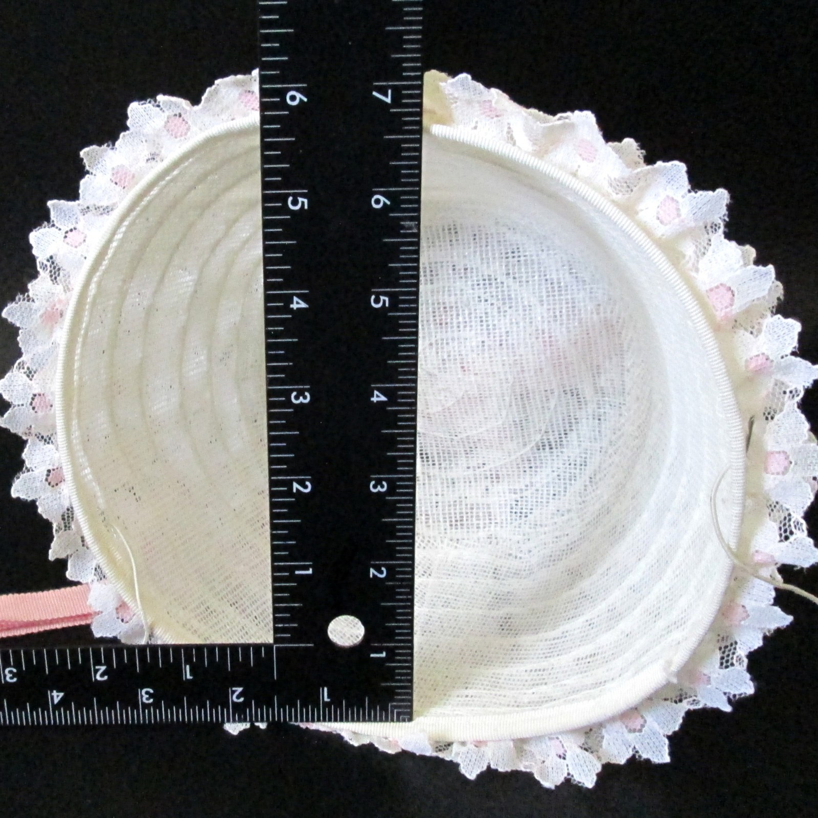 Vintage Lace Ruffle Pillbox Hat Ribbon Roses Grosgrain Ribbon Wedding Church