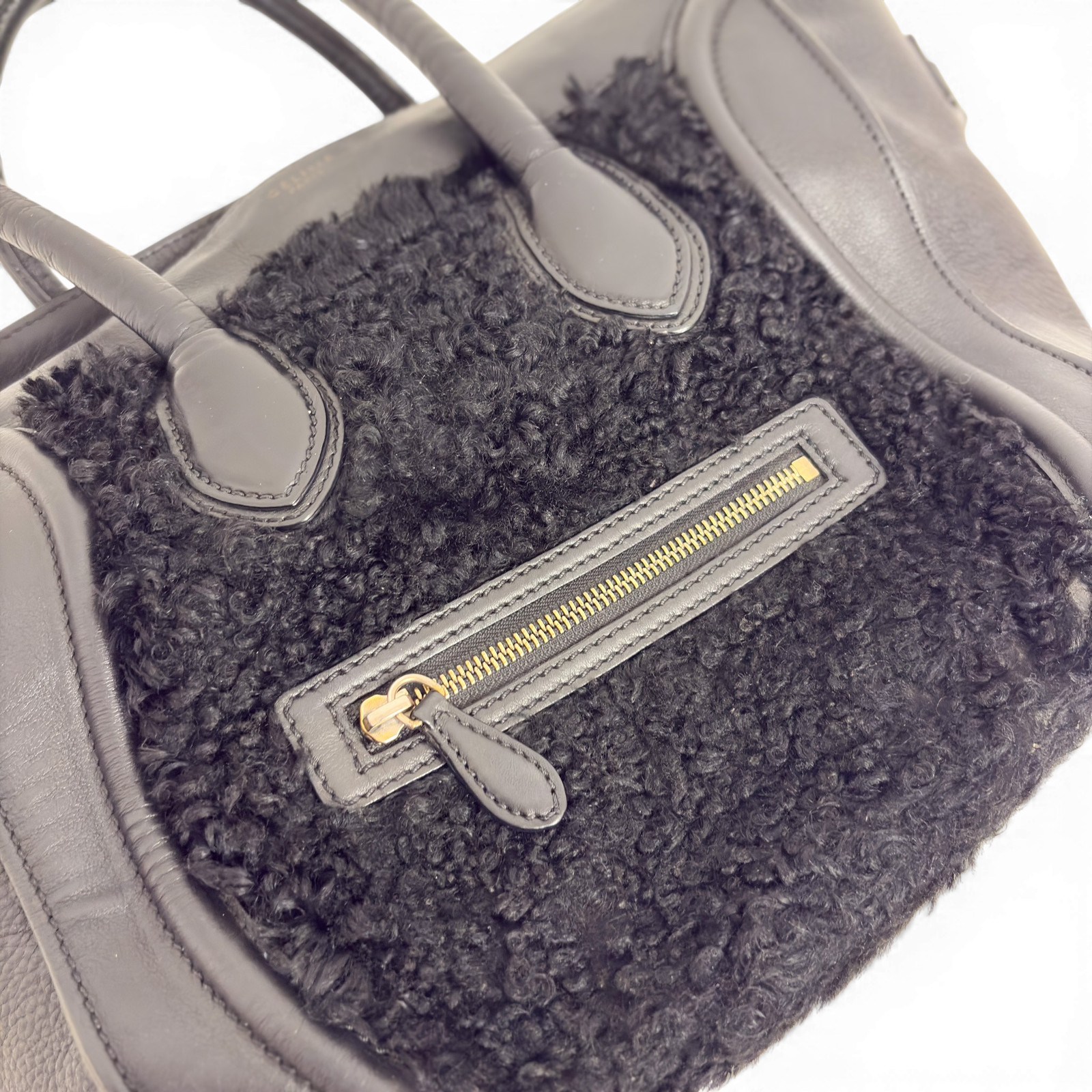 CELINE Leather Phantom Luggage Tote Bag Black