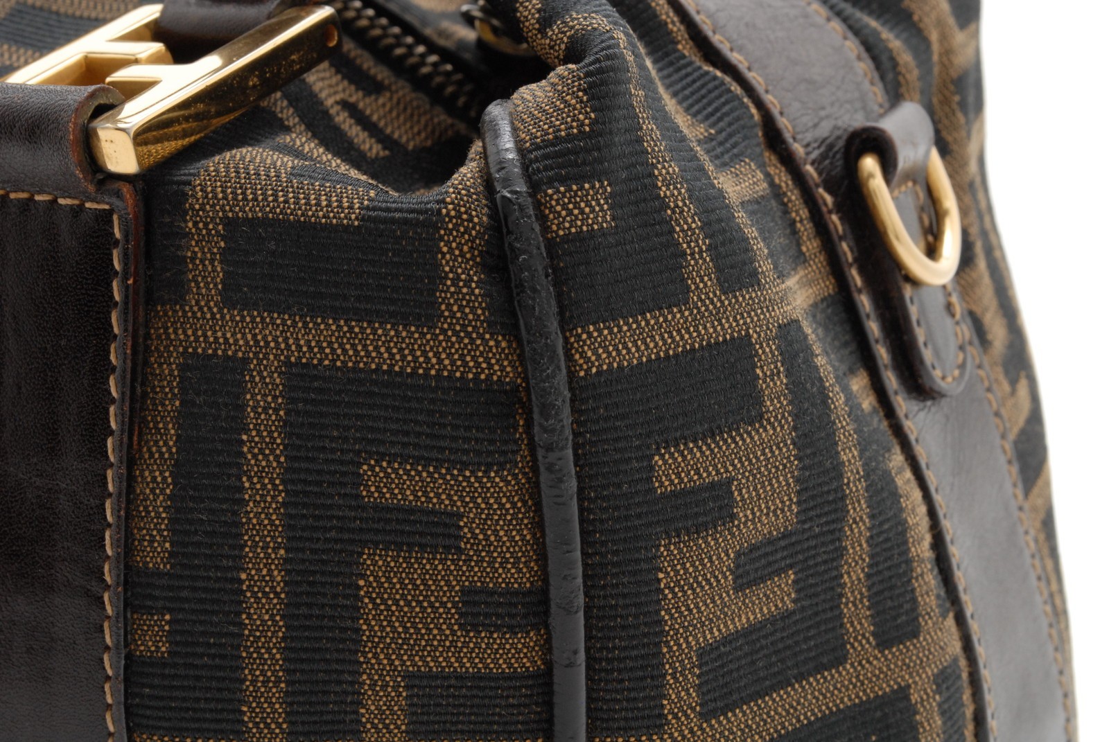 FENDI Zucca Vanity Handbag Brown Canvas