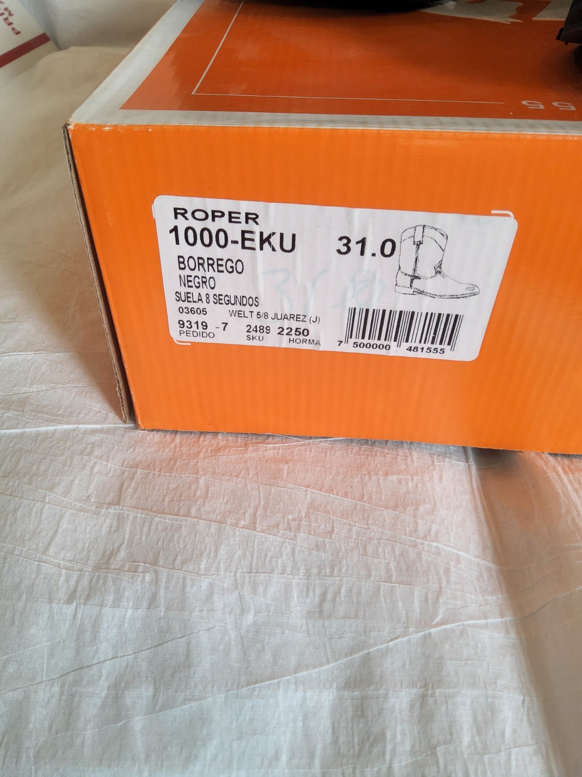 Size 13 EE – USED 7L Siete Leguas Roper Black (31 MEX)