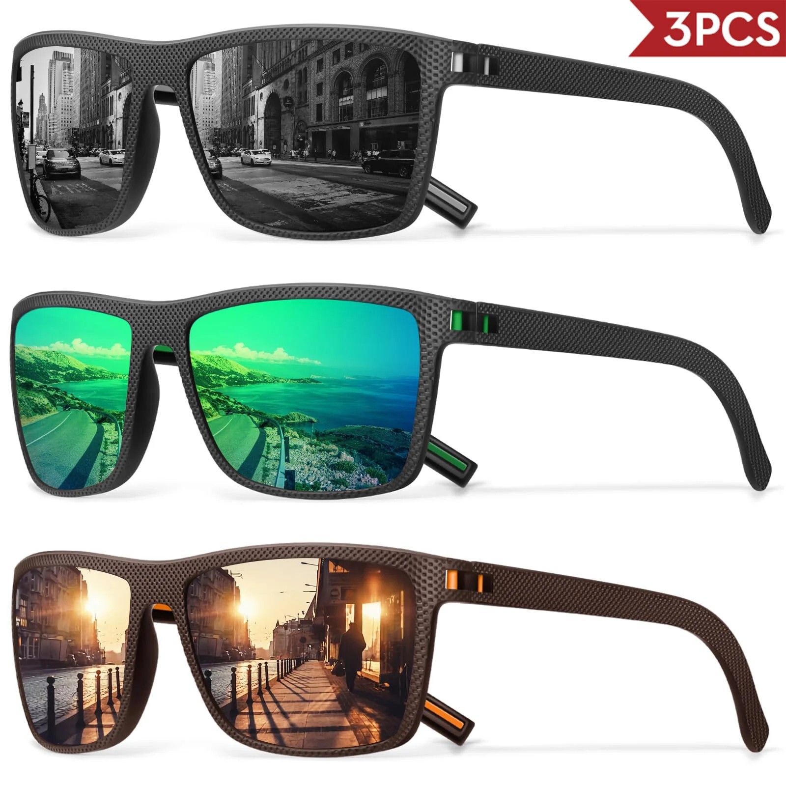 3/4 Pack UV400 Polarized Colorful Sunglasses for Men Women Driving Fishing Gift