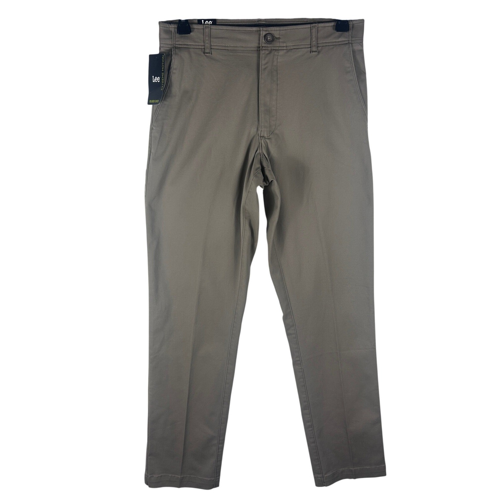 Lee Extreme Motion Relaxed Taper Khaki Pants Mens 32×34 Tan 104276532 NWT