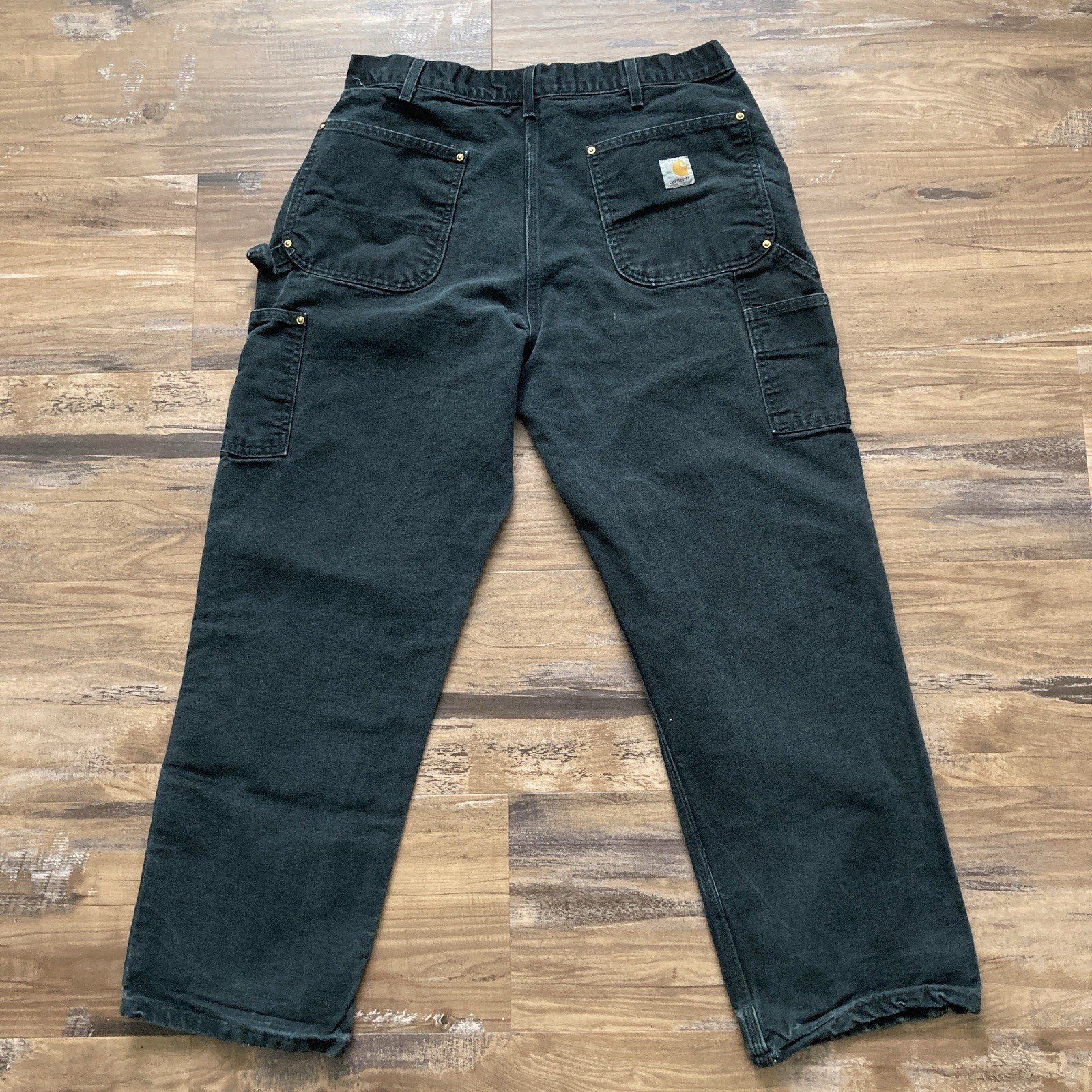 VTG Carhartt B01 BLK Double Knee Work Pants Mens 36×30 (Fits 34×29) Distressed