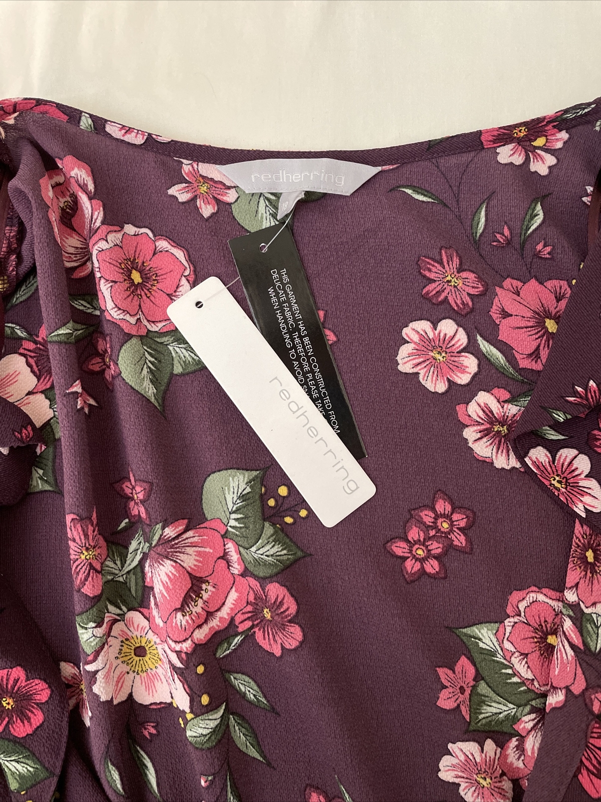 Redherring Wrap Dress / Tunic Dark Purple Girl Scout Floral NEW UK 18 EU 46