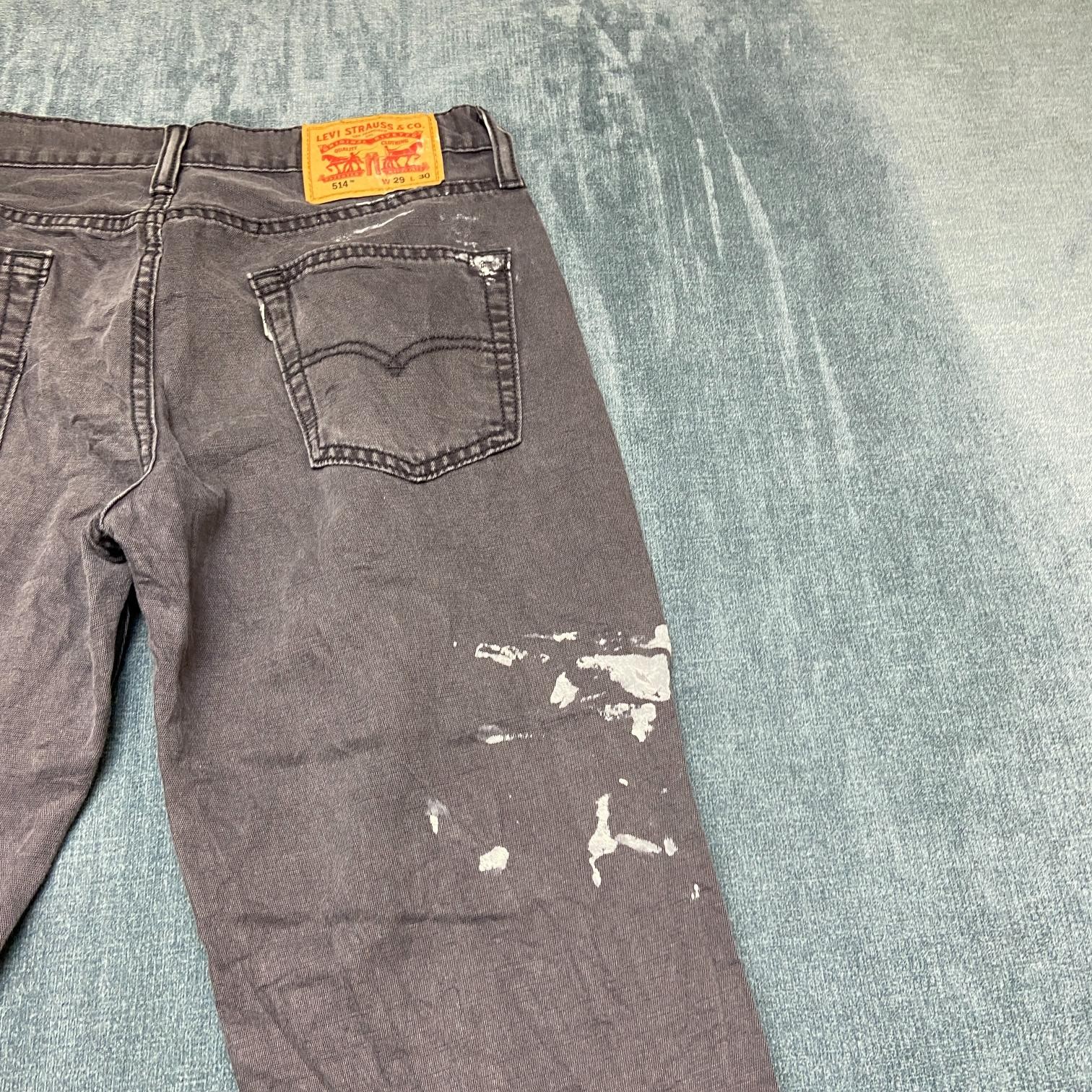 Levi’s 514 Jeans Mens 29×30 Gray Denim Everyday Wear Light Wash Straight Fit