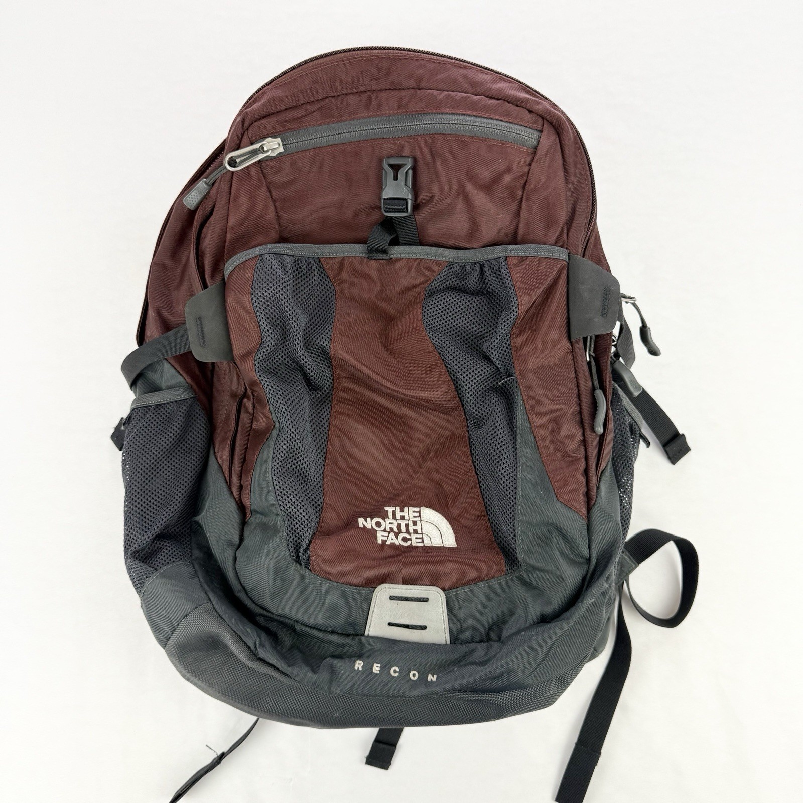 THE NORTH FACE Recon Burgundy & Gray Backpack Hiking Travel School Everyday Bag