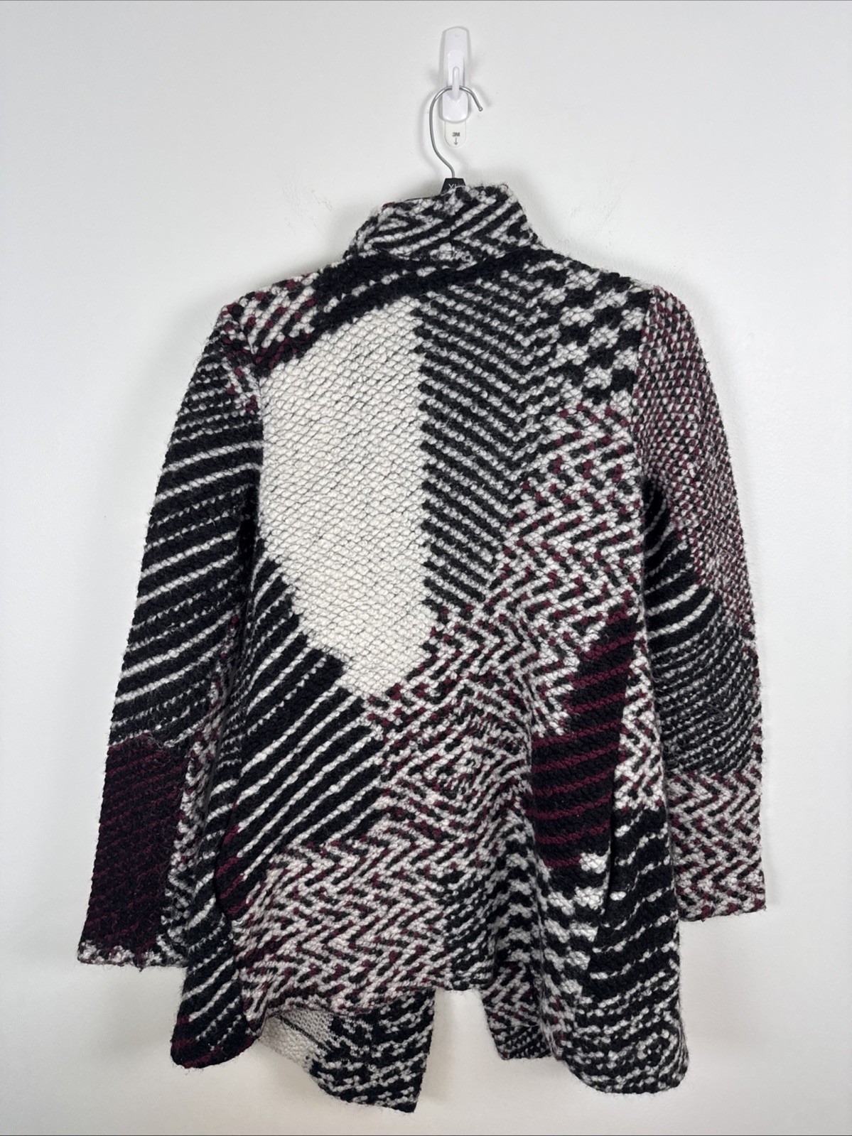 Lucky Brand Womens Size S Waterfall Multicolor Geometric Wool Blend Coatigan