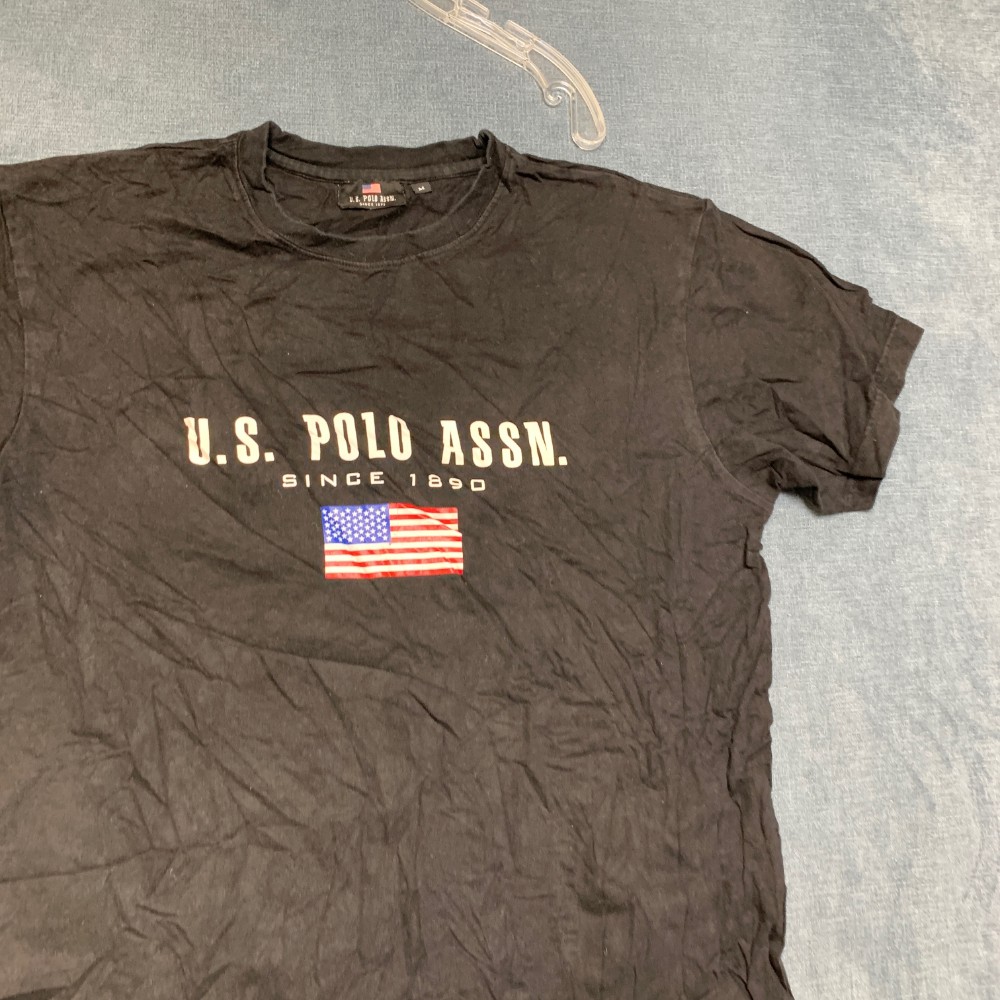 U.S. Polo Assn. T Shirt Mens Medium Black American Flag Graphic Short Sleeve