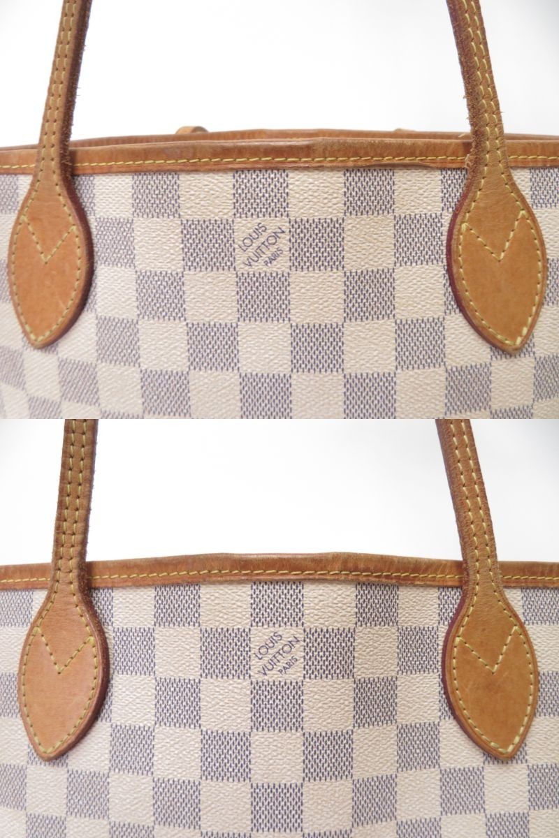 Authentic Louis Vuitton Damier Azur Neverfull PM Tote Bag Handbag F#53074