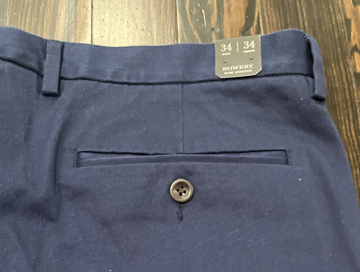 J. Crew Bowery Slim Stretch Pants Men’s 34 x 34 Blue Cotton NEW