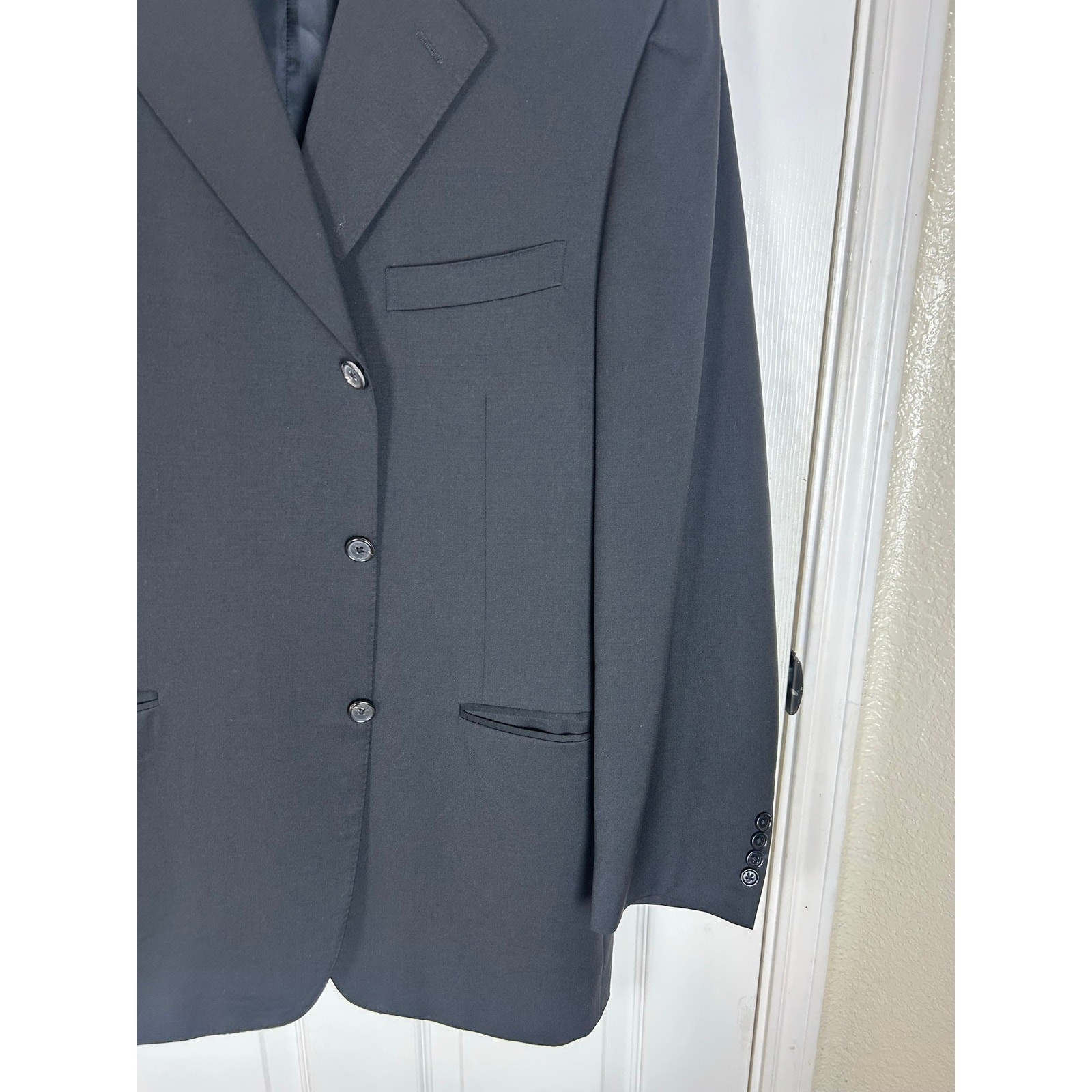 Canali 2-Piece Suit — Solid Black, 100% Wool, 56 7L IT / ~46L US