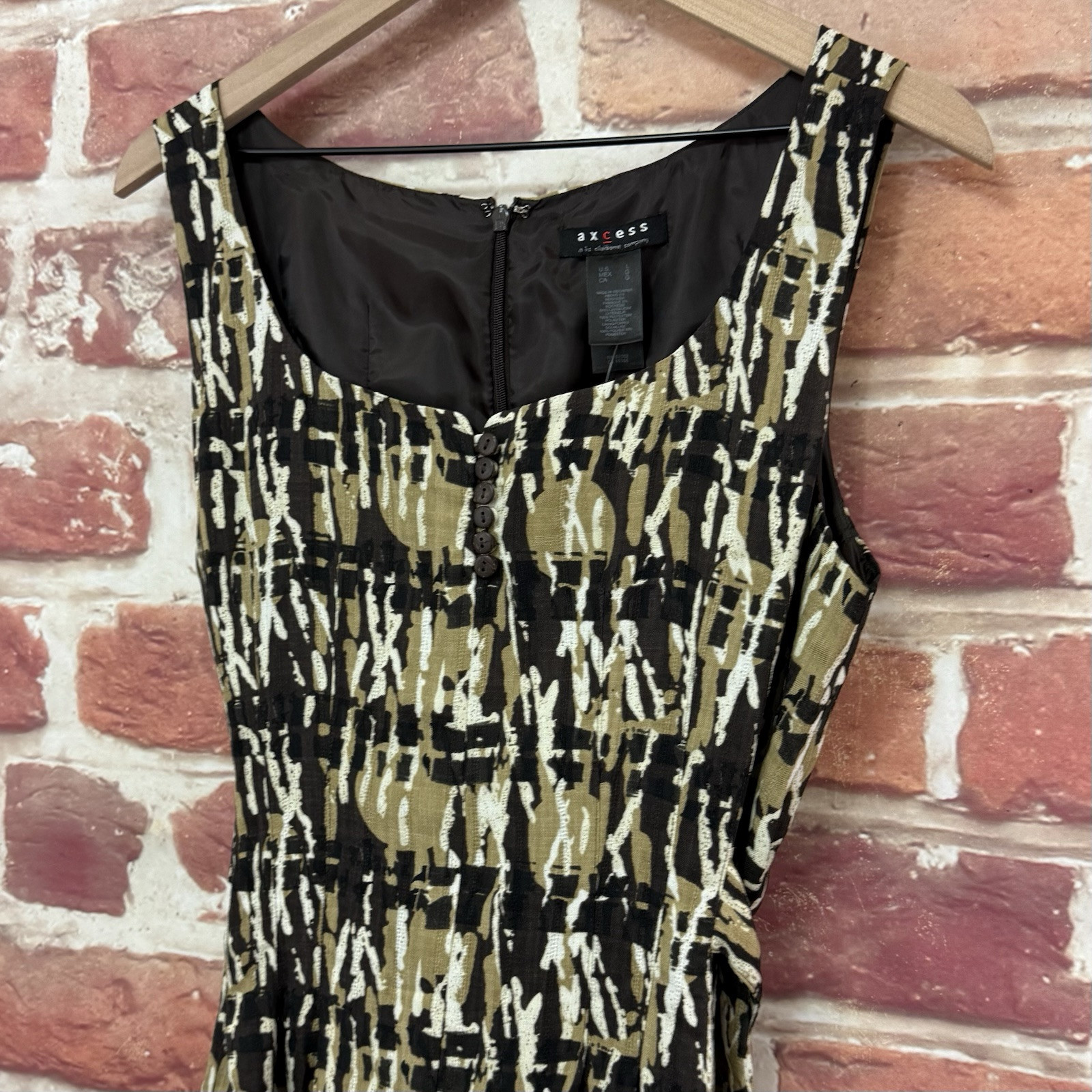 Liz Claiborne Axcess Dress Womens Large Multicolor Abstract Casual Zip Up