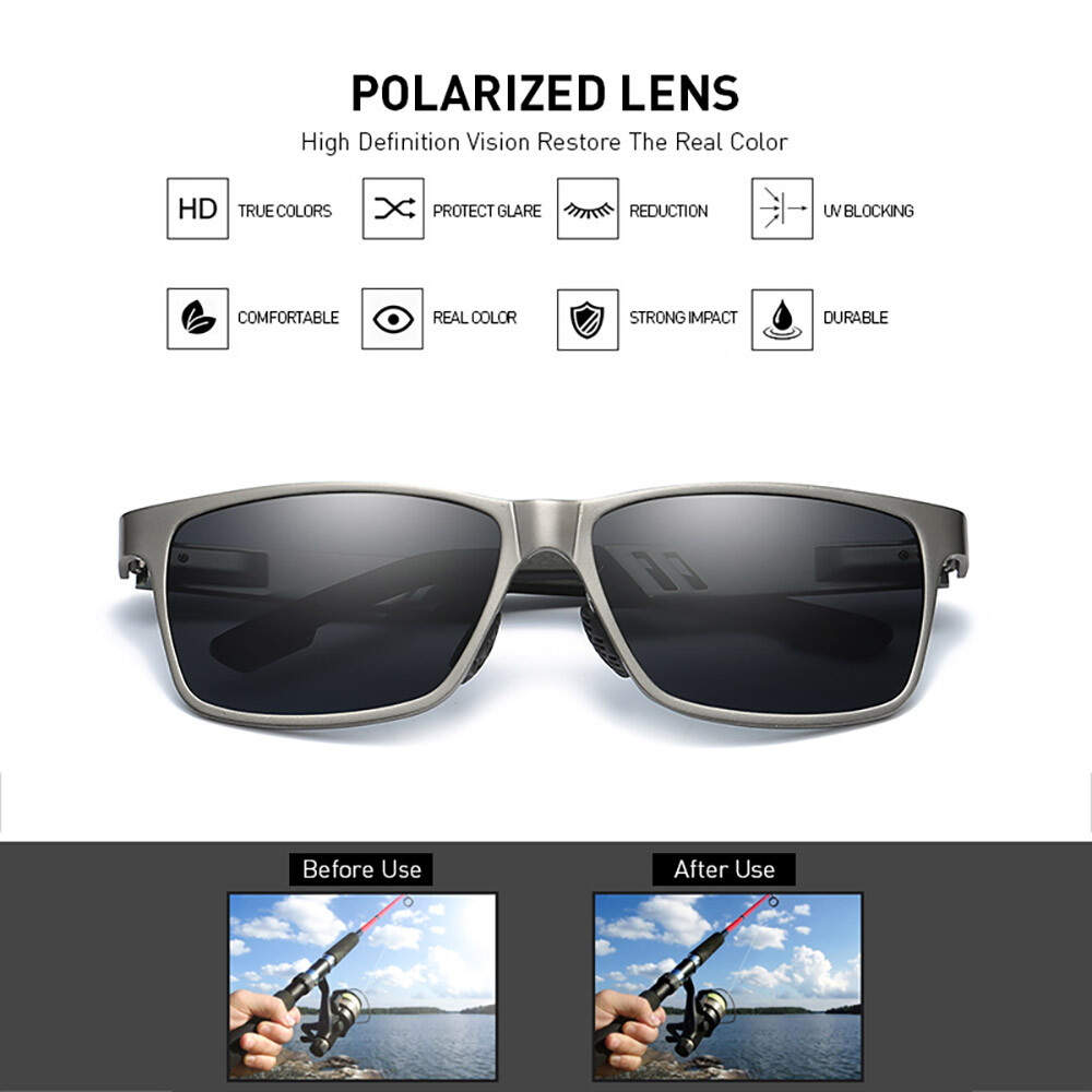 Aluminium Polarized Sunglasses Men UV400 Mirrored Driving Sport Glasses Case US