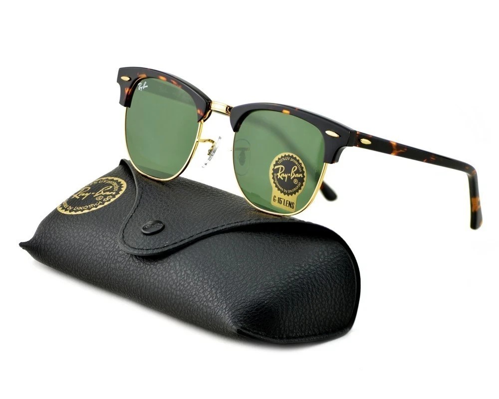 Ray-Ban Sunglasses Clubmaster Classic Tortoise Frame Green Lenses RB3016 51mm