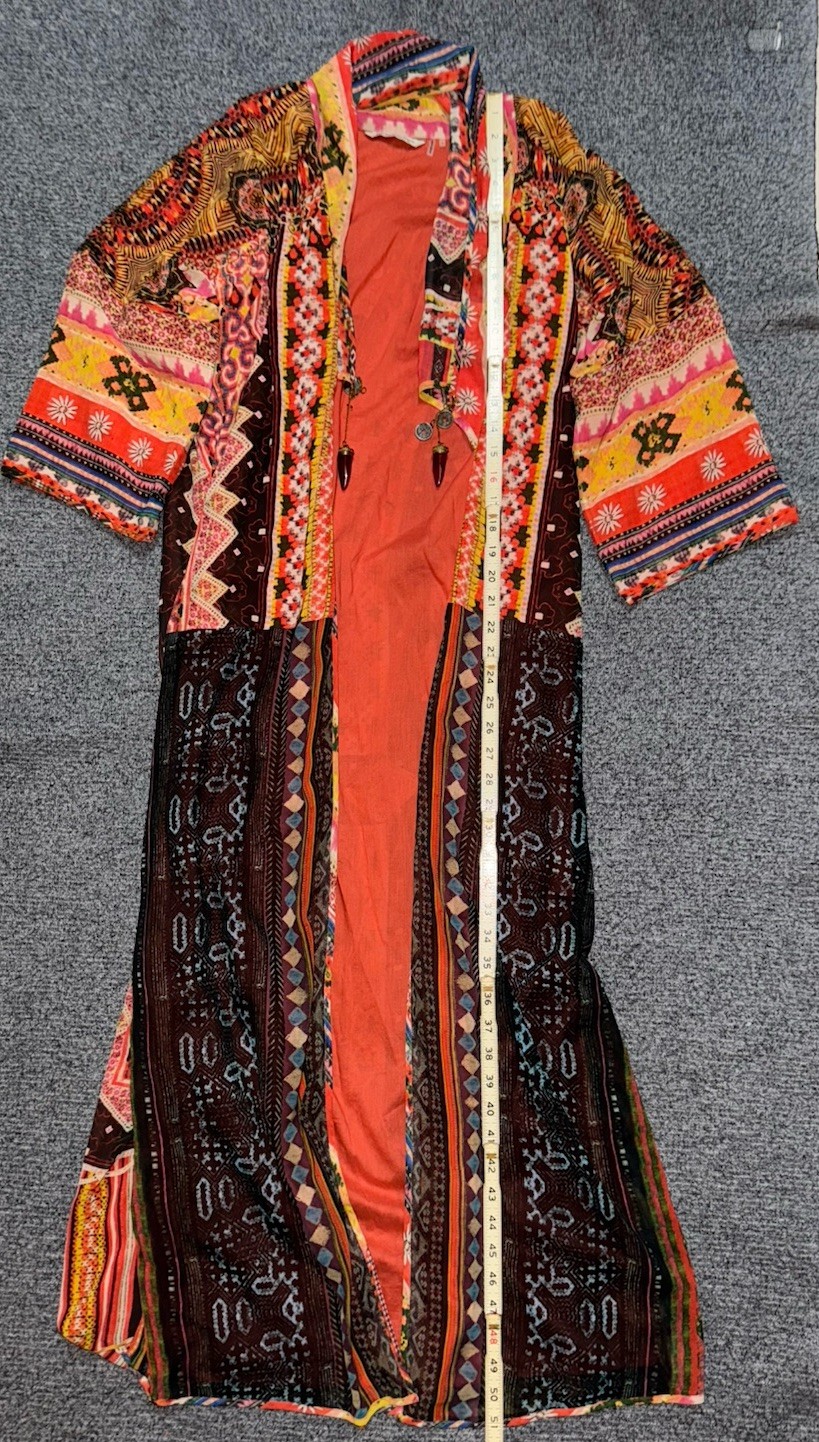 Soft Surroundings Sahara Sun Canaria Duster Open Topper Cover up Beaded Sz M