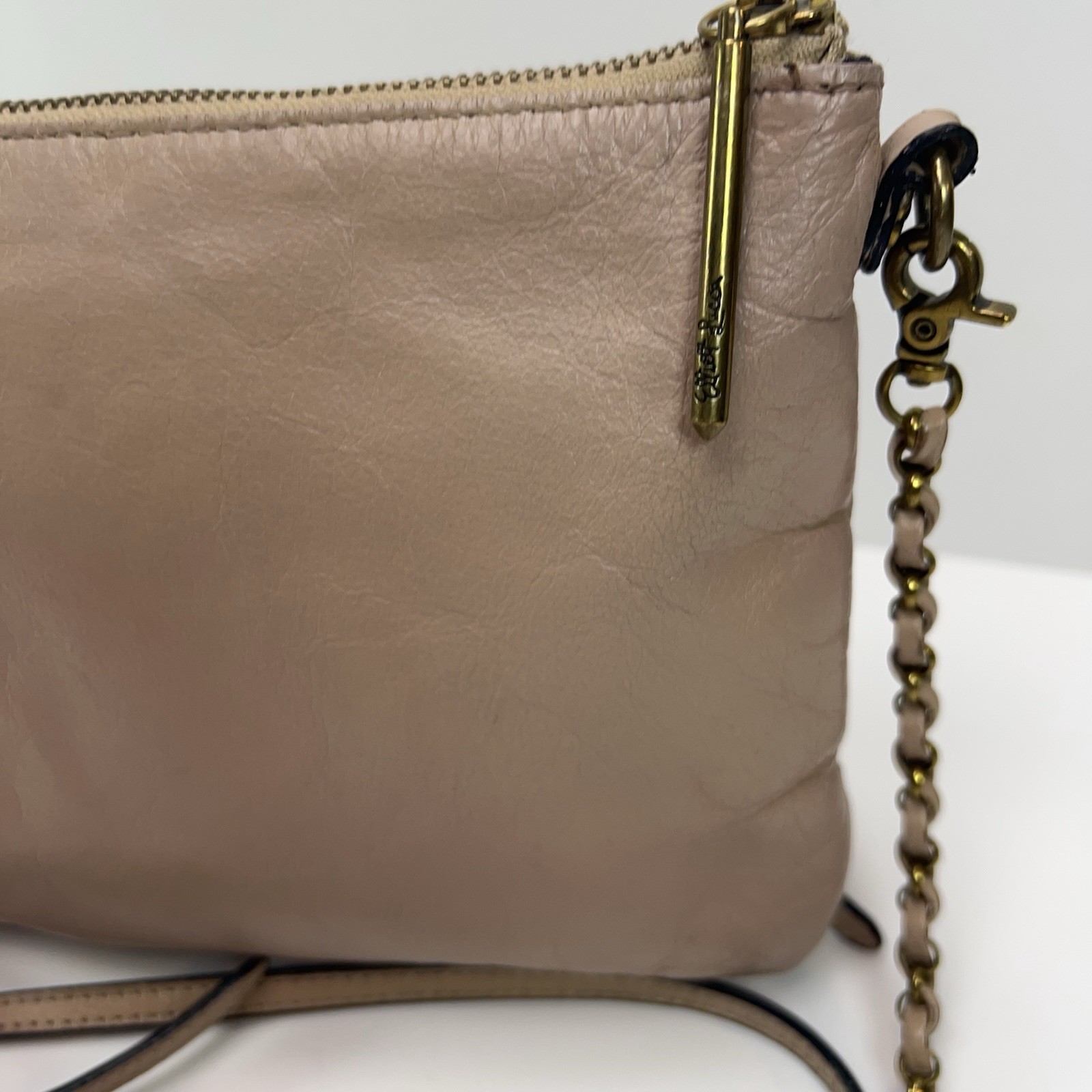 ELLIOTT LUCCA Messina Leather Crossbody Bag 3 Zip Basket Weave Purse Boho Nude
