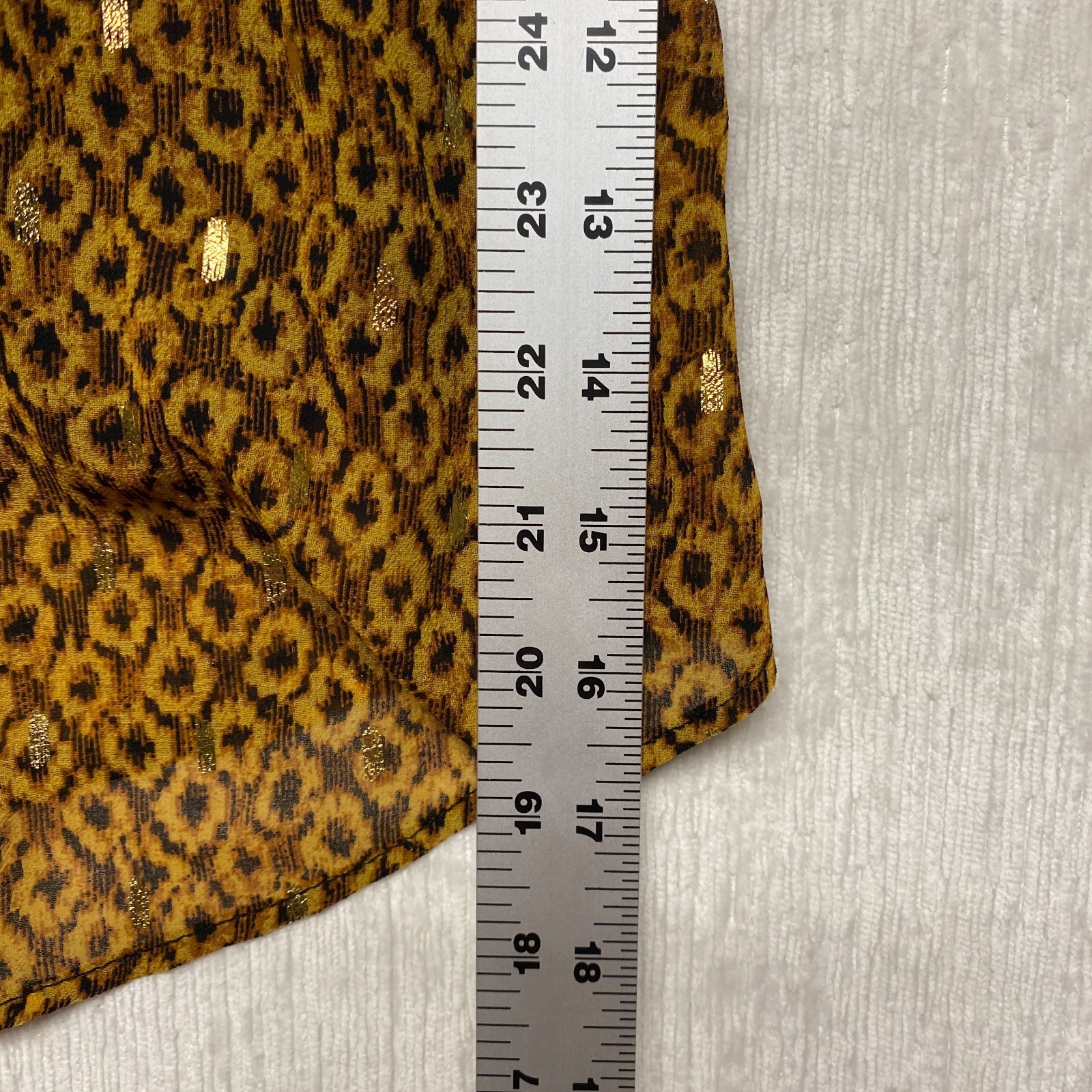 Black Label Evan-Picone Tunic Blouse Womens XL Marigold Yellow Leopard Print