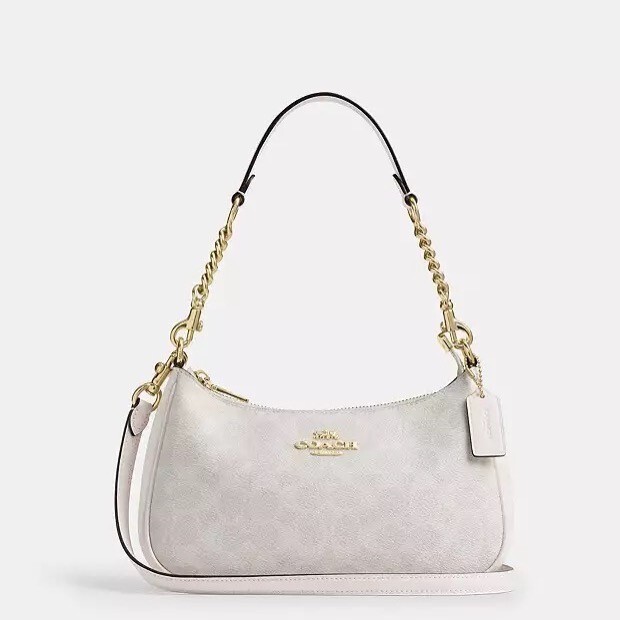 NWT Coach Teri Shoulder Bag Signature Canvas CV933 Chalk & CAP50 Diamond Scarf