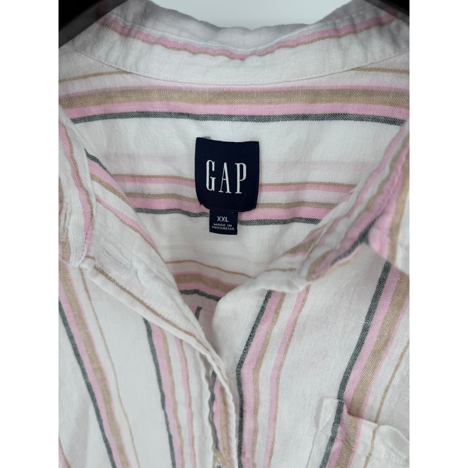 Gap Womens XXL Oversized Linen Blend Striped Button Down Shirt GP007933