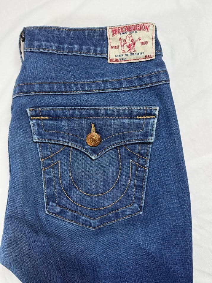 Vintage True Religion Womens Jeans 30 Becky Bootcut Stretch Denim Pants USA Made