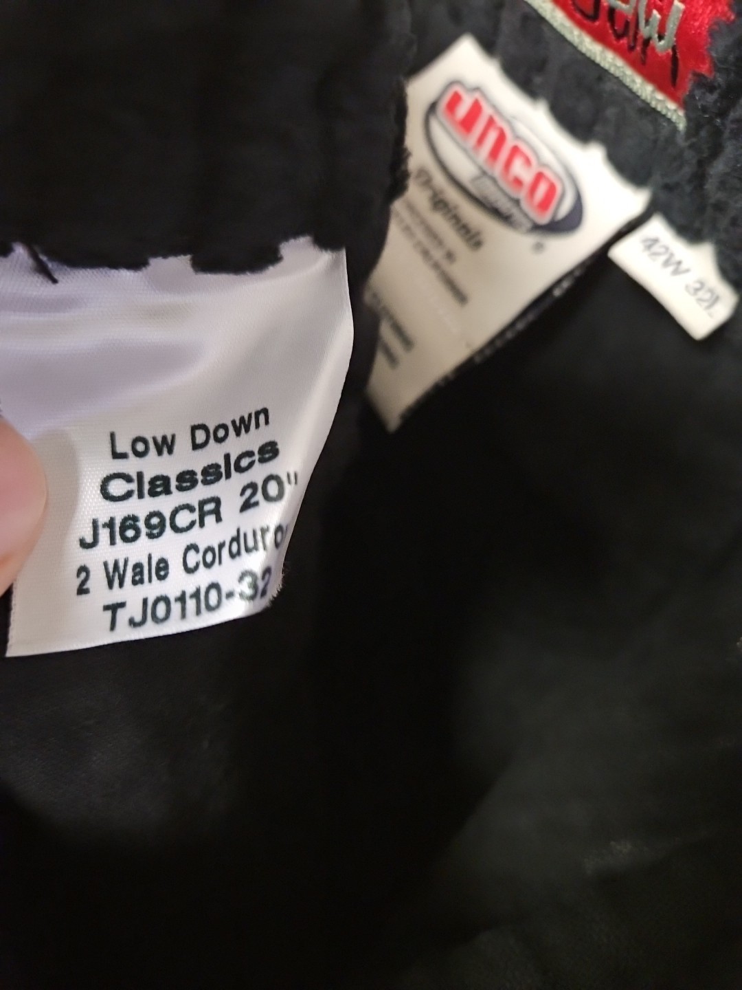 NWT JNCO Low Down Black Corduroy Pants Embroidered Mens 42×32 Wide Leg Baggy