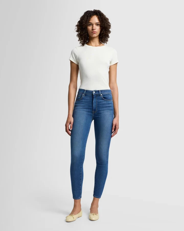 7 FOR ALL MANKIND WOMENS SLIM ILLUSION LUXE HIGH-RISE ANKLE SKINNY JEANS SIZE 30