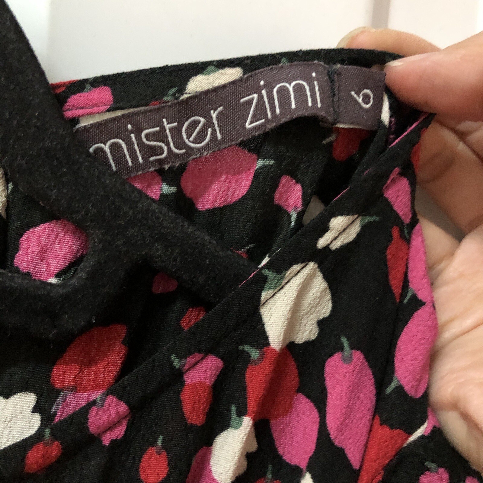 Mister Zimi Posey Nina Jumpsuit Black Pink Red White Floral Size 6