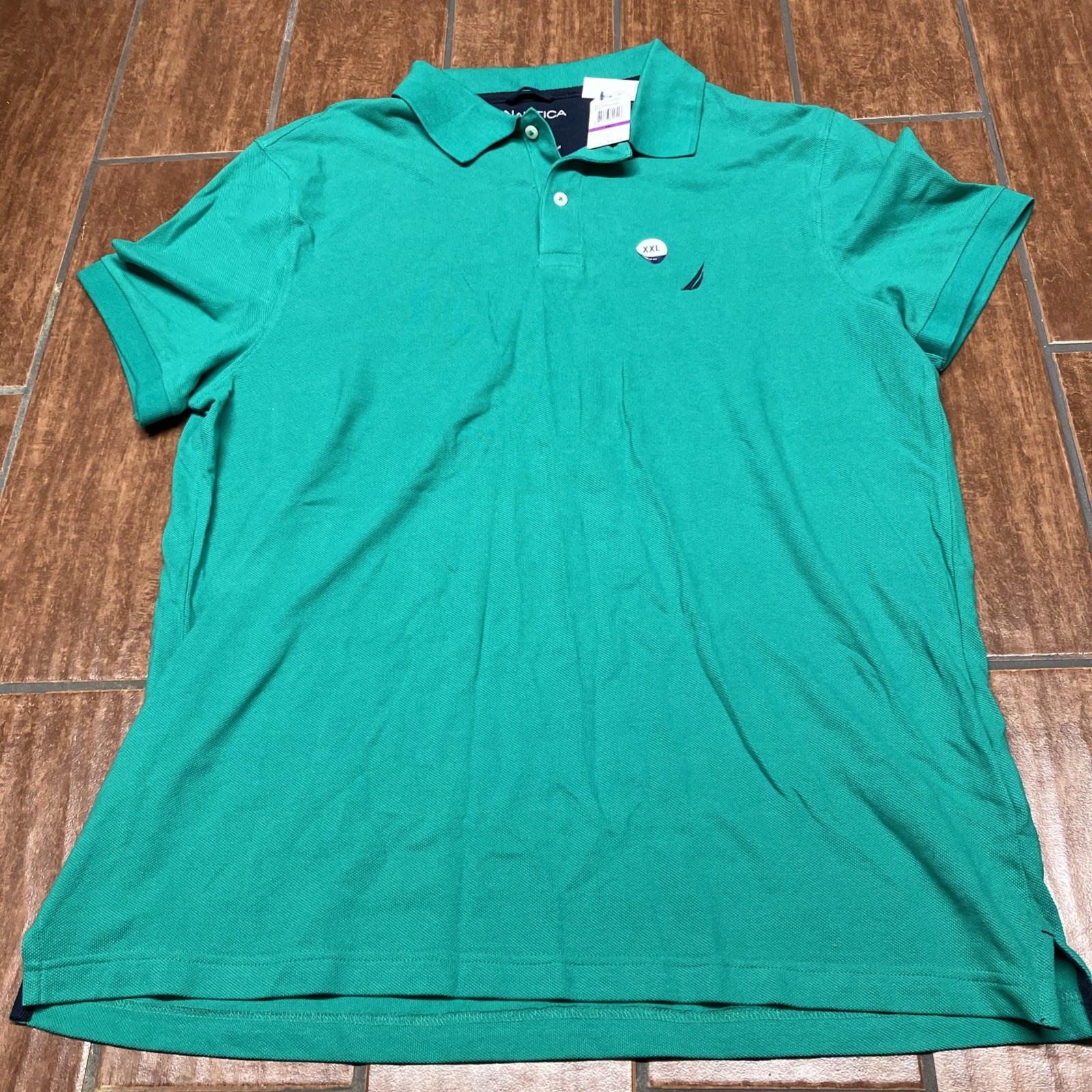 NWT Nautica Mens Slim Fit Solid Soft Interlock Knit Short Sleeve Deck Polo Shirt