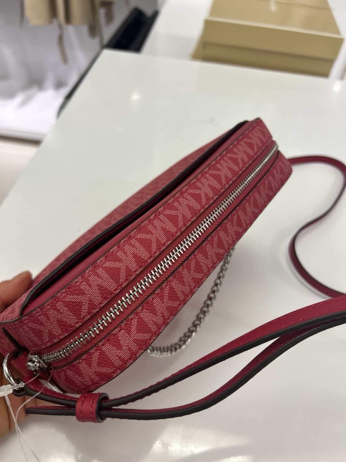 Michael Kors Large Handbag Purse Handbag Messenger Crossbody Bag Dark Raspberry