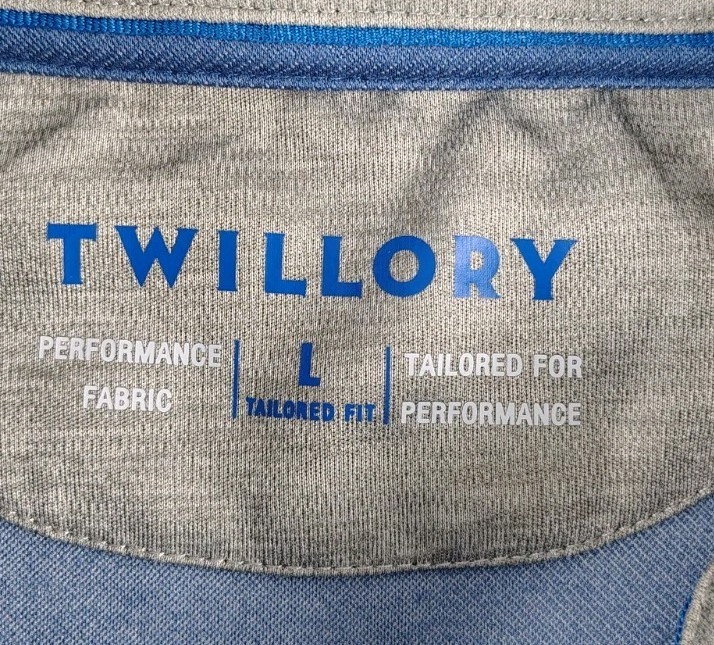 Twillory Performance Fabric Tailor Fit 1/4 Zip Golf Pullover Mens Sz Large