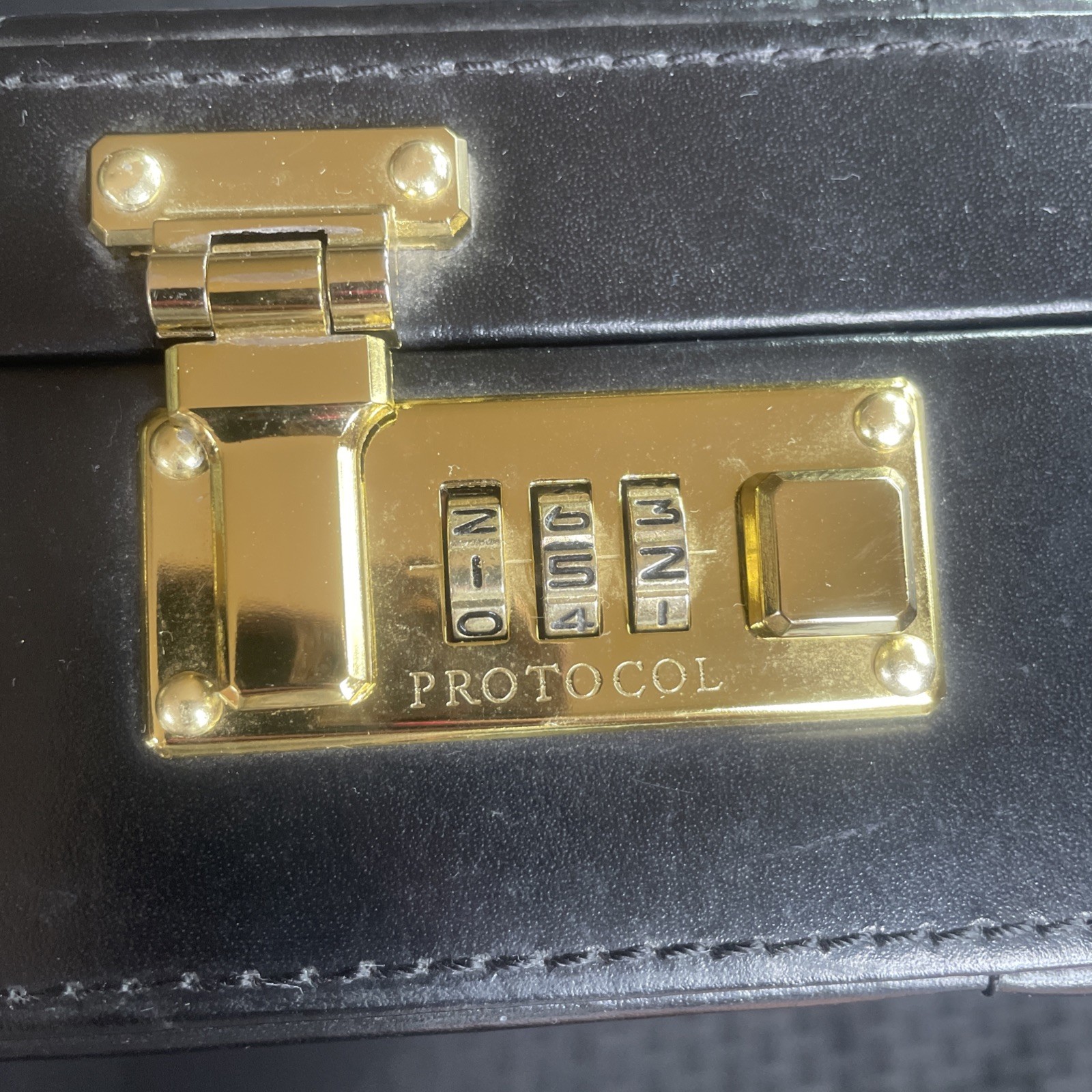 Vintage Protocol Black Hard Attache Briefcase 18″ Dual Combination Locks Clean