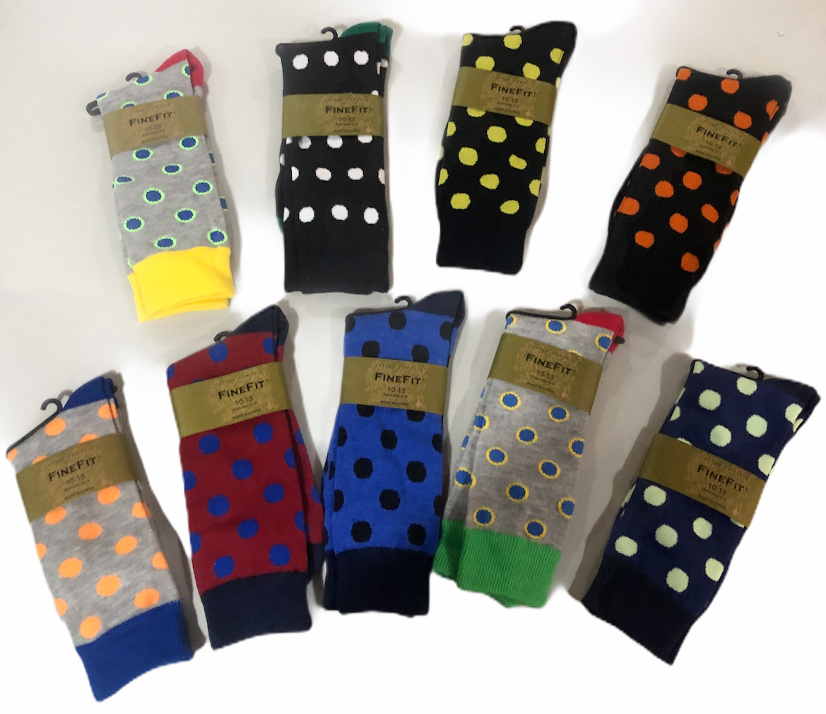 Fine Fit Men’s Polka Dot Novelty Crew Socks