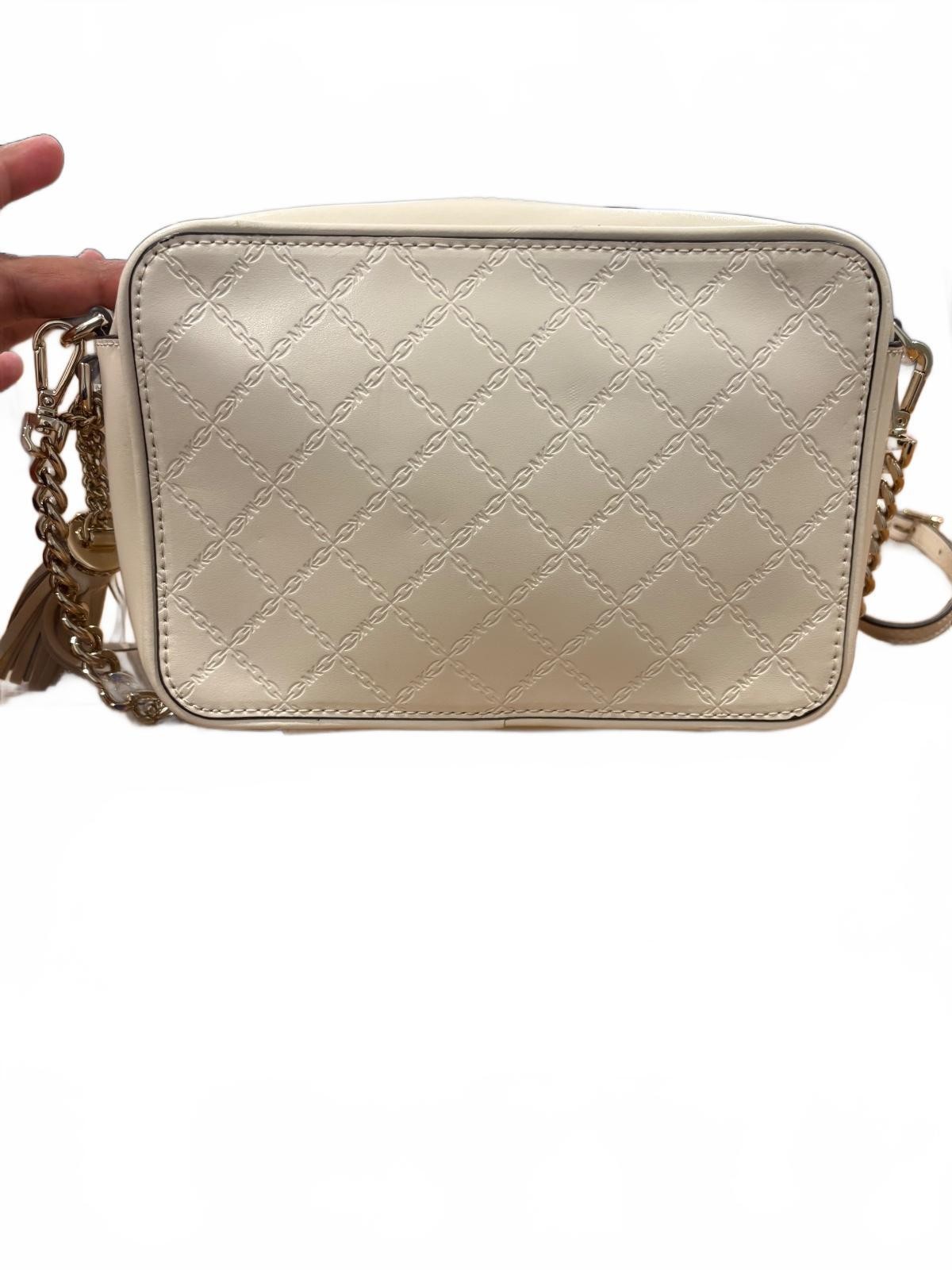 Michael Kors Cream Quilted Leather Crossbody Bag with Gold Chain Strap