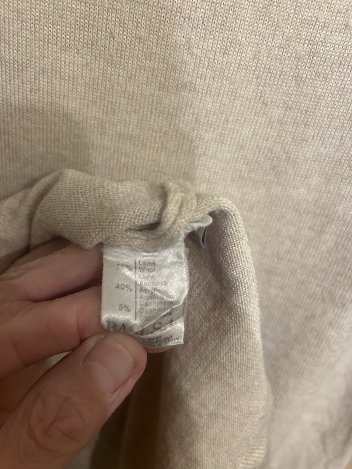 Lacoste Short Sleeve Knit Top Size 42 32” Beige Wool,Cashmere,Acrylic Blend