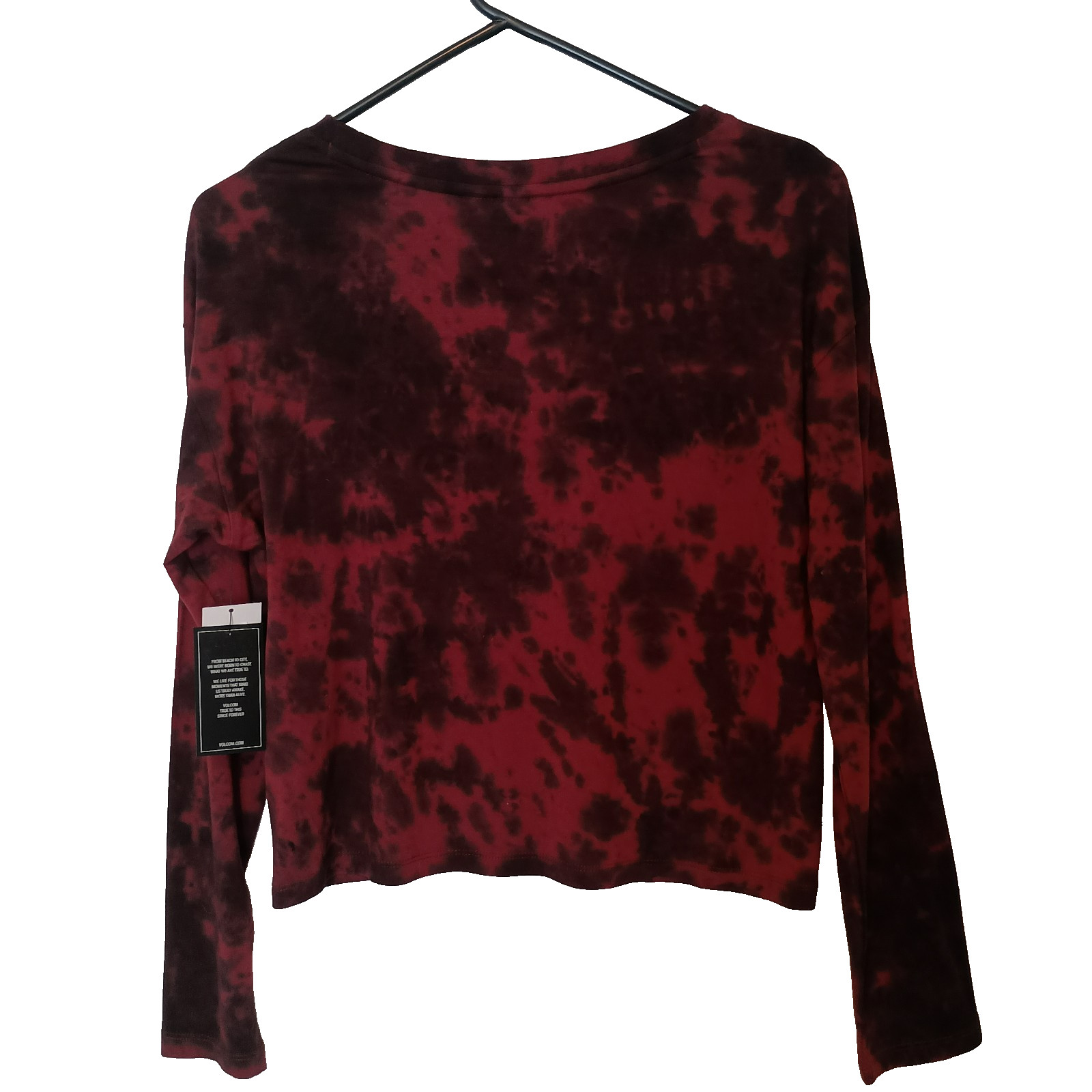 Volcom Be Easy Babe Tie-Dye Long Sleeve Top Red/Black NWT Y2K
