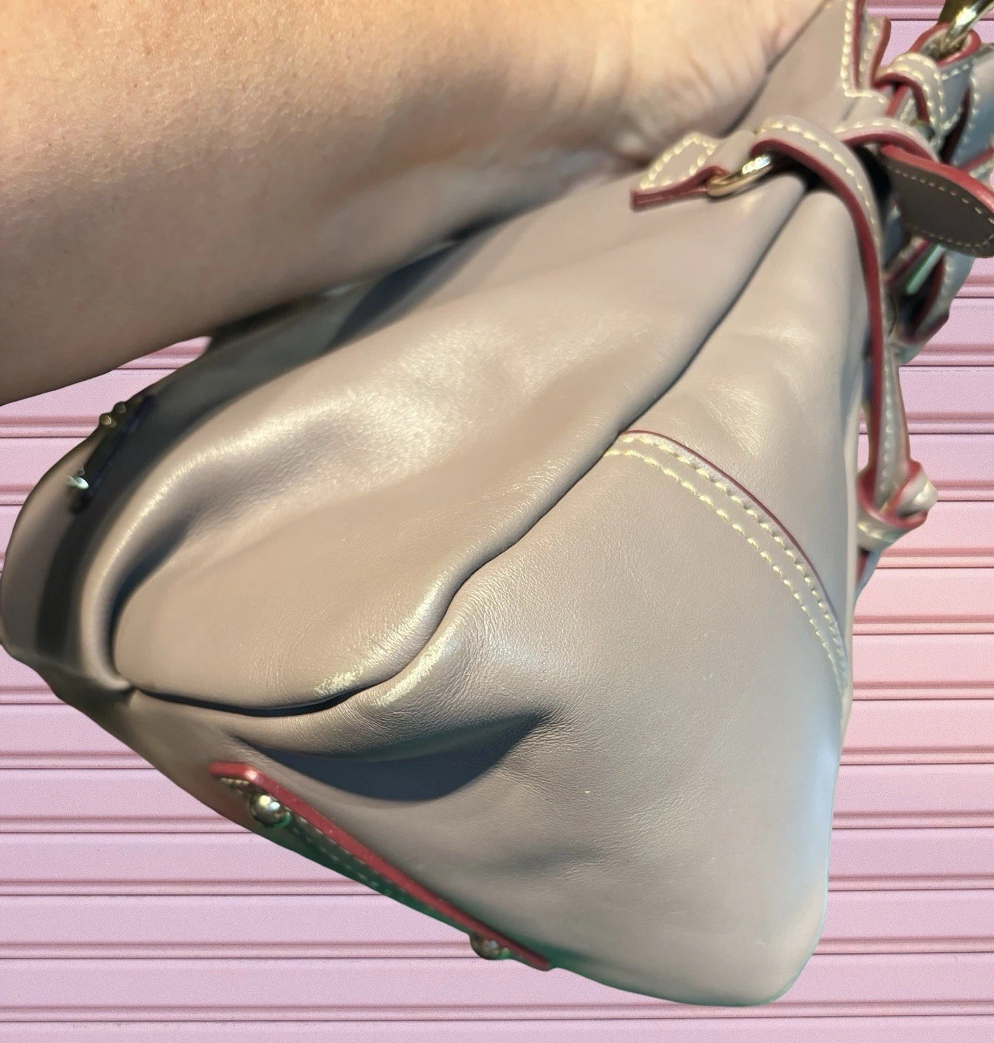 Dooney Bourke Elephant Gray Teagan Hobo Shoulder Bag Smooth European Leather